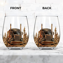 Load image into Gallery viewer, Personalized Stemless Wine Glass Custom Name Truck Driver Gift
