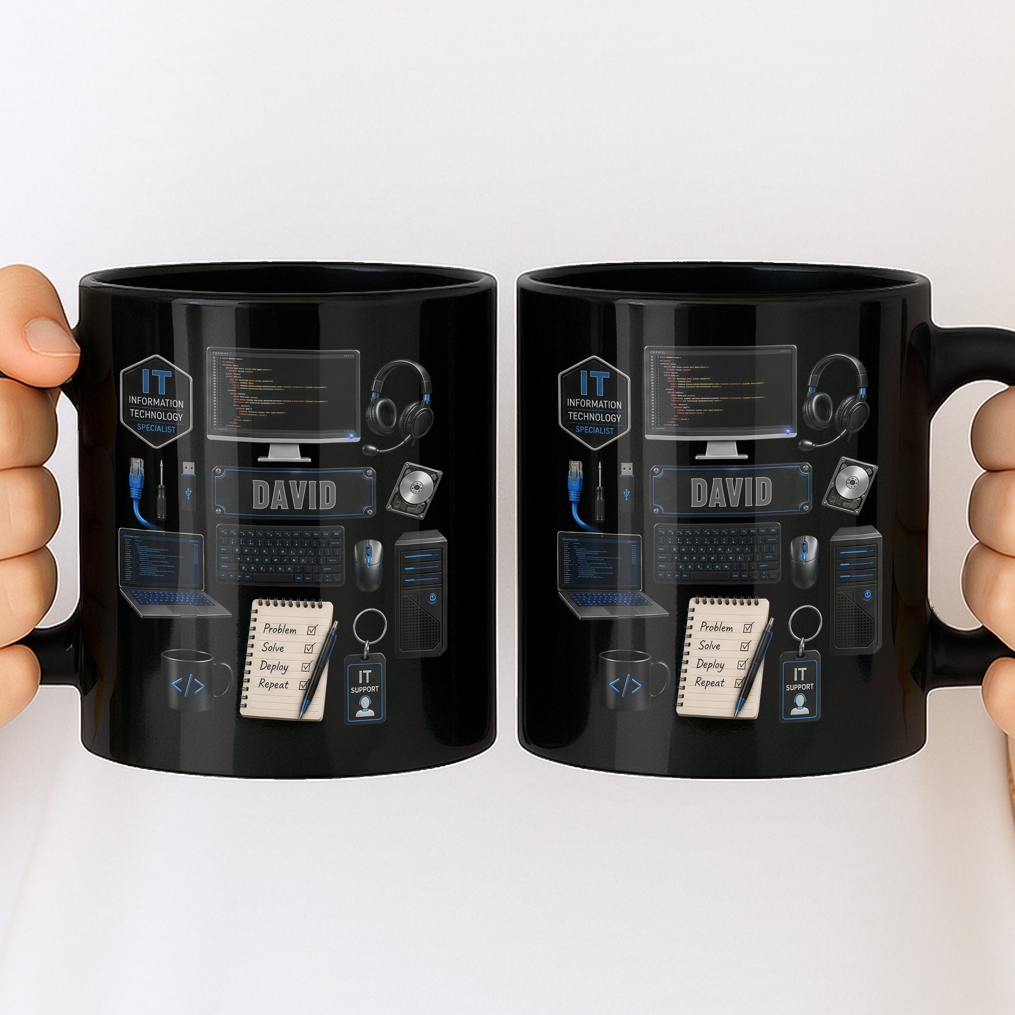 Personalized Black Mug Custom Quote for IT Specialist Gift