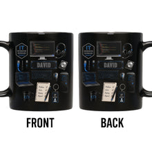 Load image into Gallery viewer, Personalized Black Mug Custom Quote for IT Specialist Gift
