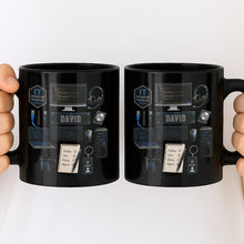 Load image into Gallery viewer, Personalized Black Mug Custom Quote for IT Specialist Gift
