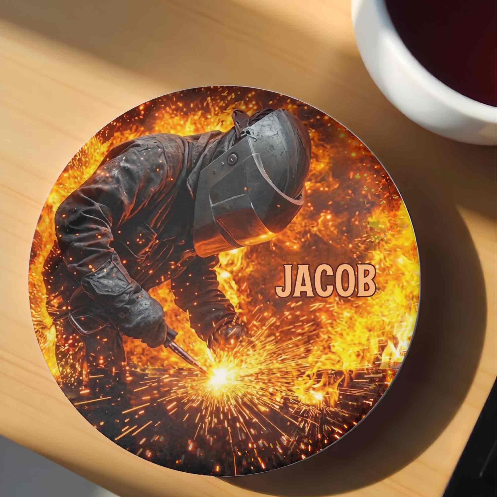 Personalized Ceramic Coaster Custom Name Gift for Dad