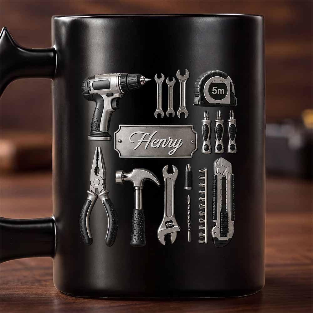 Personalized Wrench Handle Coffee Mug Custom Name Gift for Dad