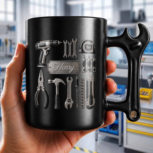 Personalized Wrench Handle Coffee Mug Custom Name Gift for Dad