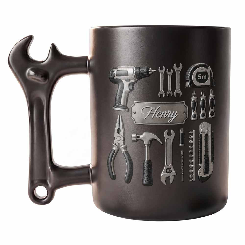 Personalized Wrench Handle Coffee Mug Custom Name Gift for Dad