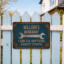 Load image into Gallery viewer, Personalized Metal Sign for Garage Custom Name Gift for Dad
