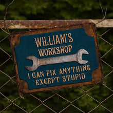 Load image into Gallery viewer, Personalized Metal Sign for Garage Custom Name Gift for Dad
