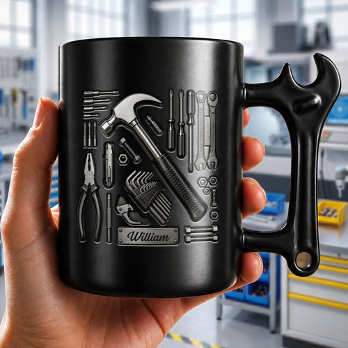 Personalized Wrench Handle Coffee Mug Custom Name Gift for Dad
