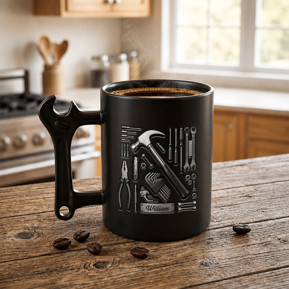 Personalized Wrench Handle Coffee Mug Custom Name Gift for Dad