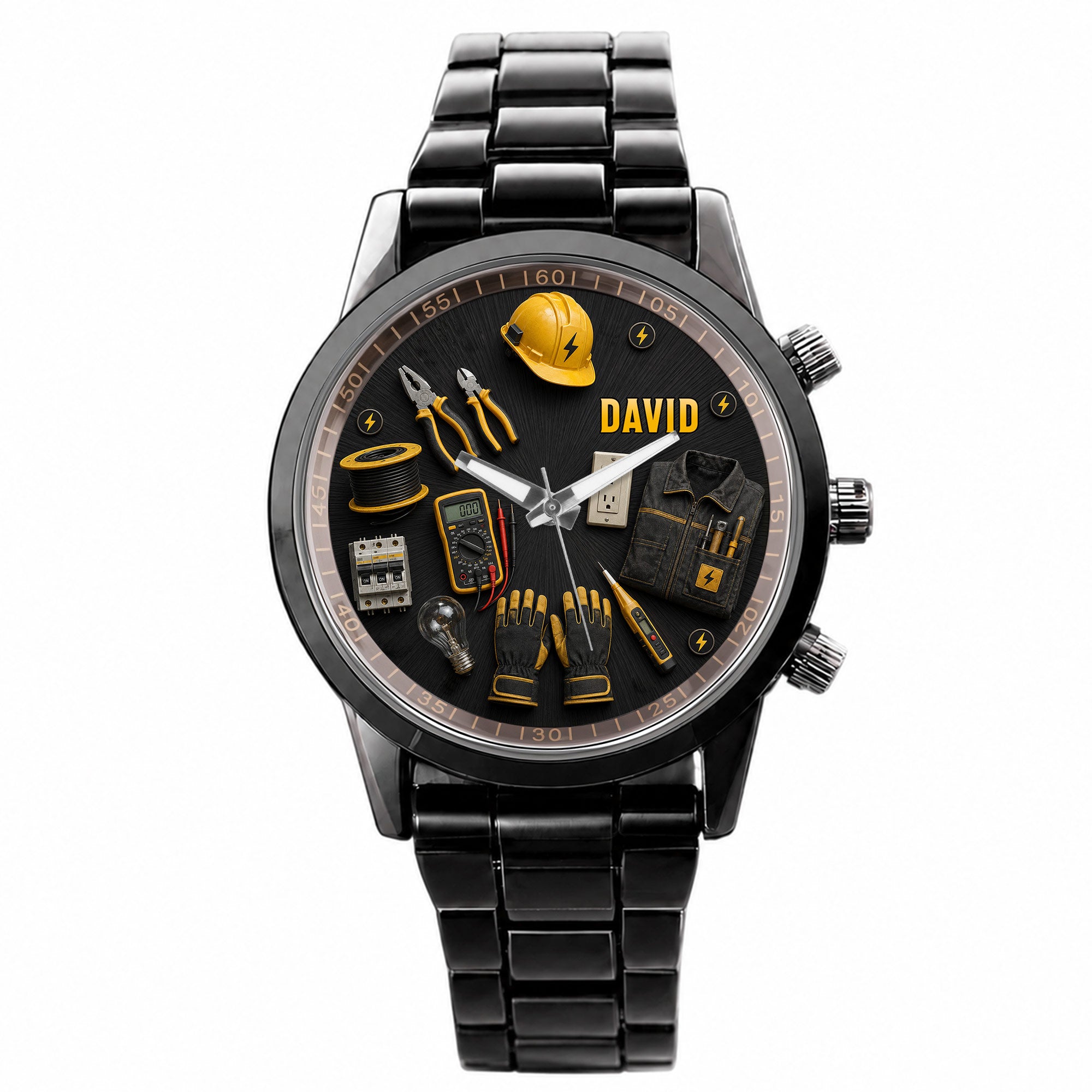 Personalized Custom Men's Watch for Electrician with Name Gift