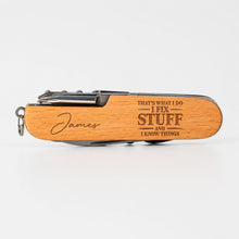 Load image into Gallery viewer, Personalized Wooden Multi Tool Custom Name Engraved Gift for Dad
