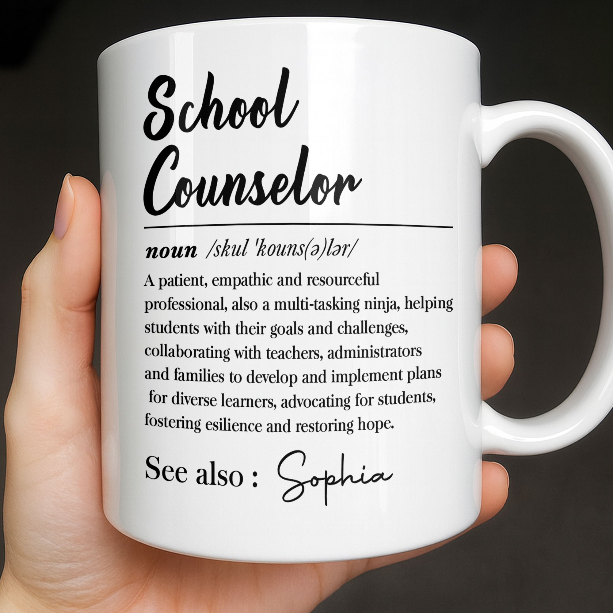 Personalized School Counselor Coffee Mug Custom Name Gift