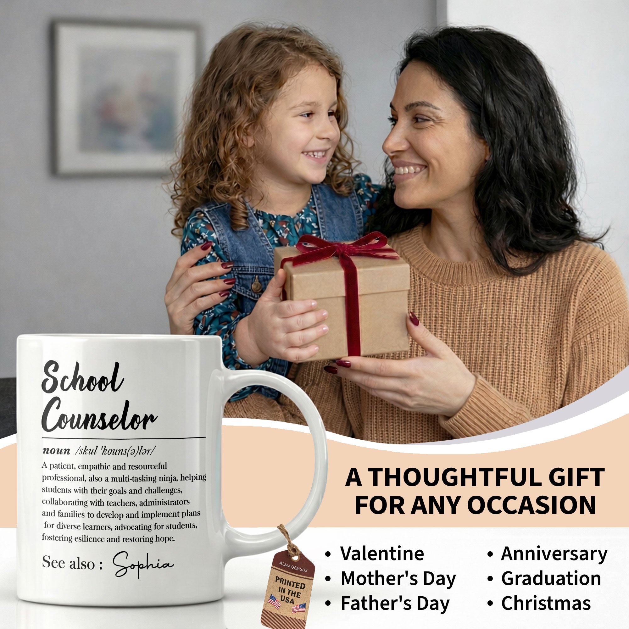 Personalized School Counselor Coffee Mug Custom Name Gift