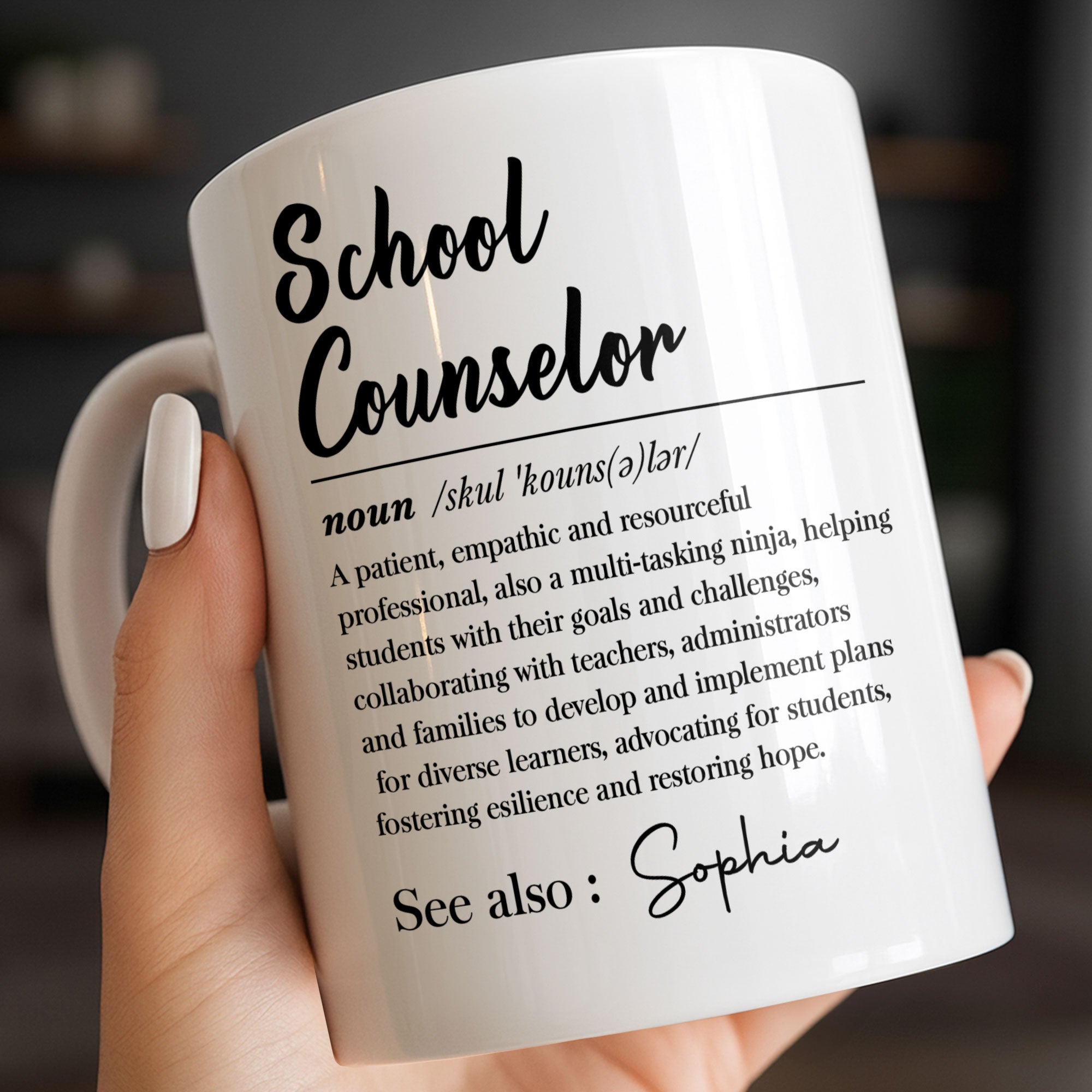 Personalized School Counselor Coffee Mug Custom Name Gift