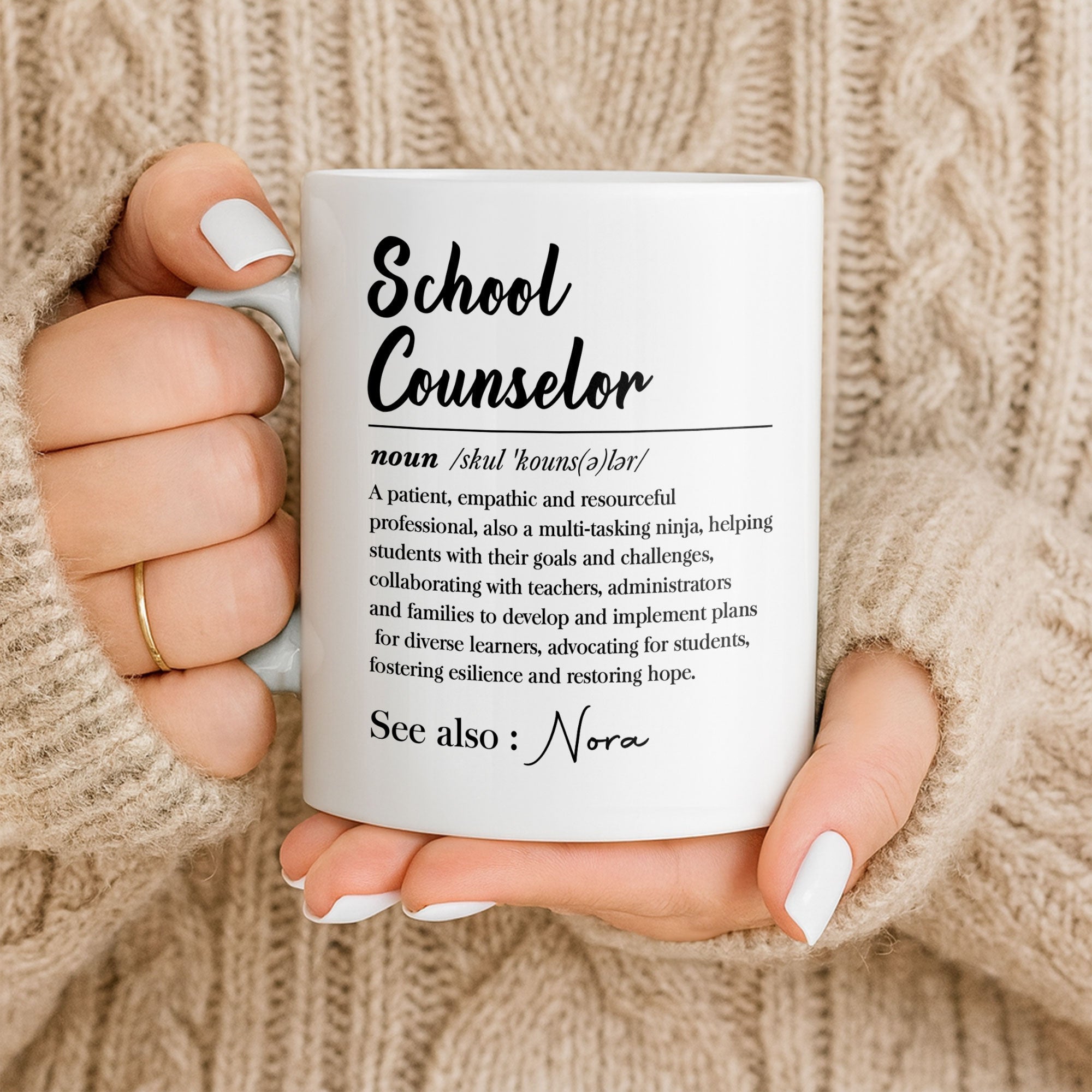 Personalized School Counselor Coffee Mug Custom Name Gift