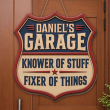 Load image into Gallery viewer, Personalized Garage Sign Custom Name Gift for Dad Eco-Friendly
