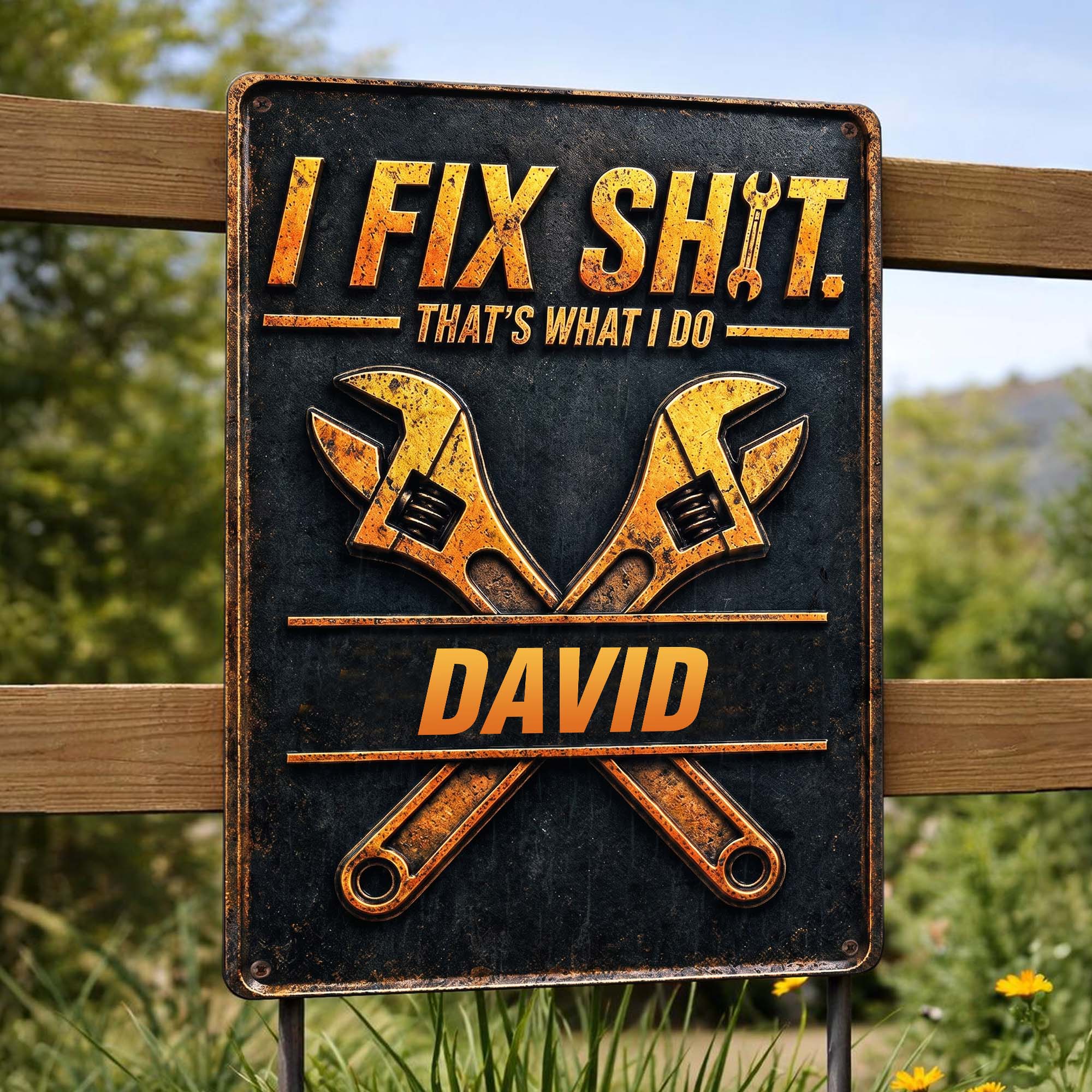 Personalized Metal Sign Custom Name Gift for Dad Handyman