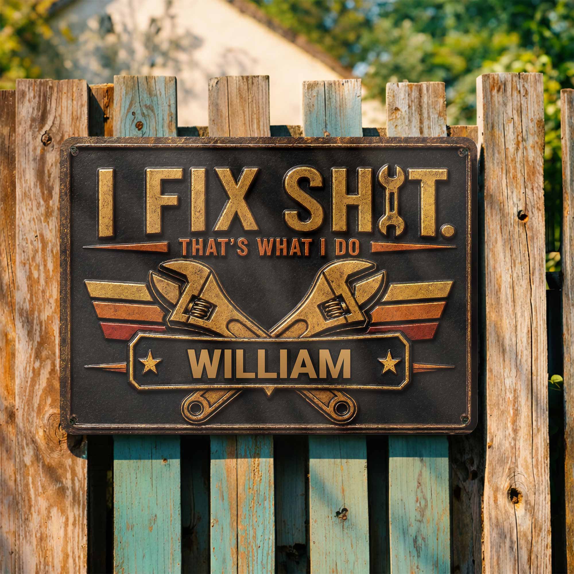 Personalized Metal Sign Custom Name Gift for Dad Handyman