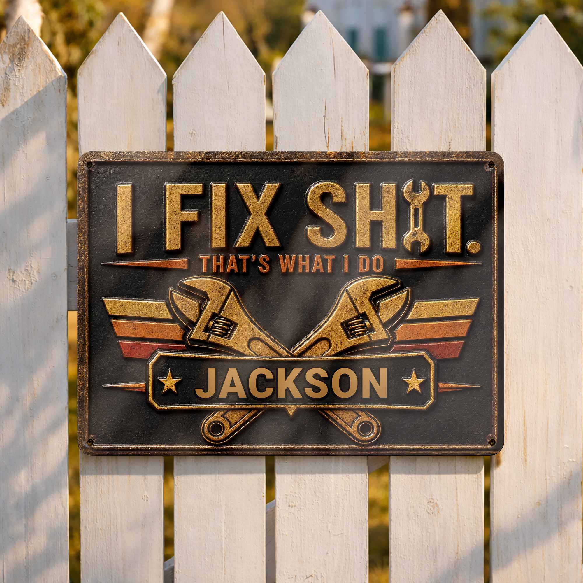 Personalized Metal Sign Custom Name Gift for Dad Handyman