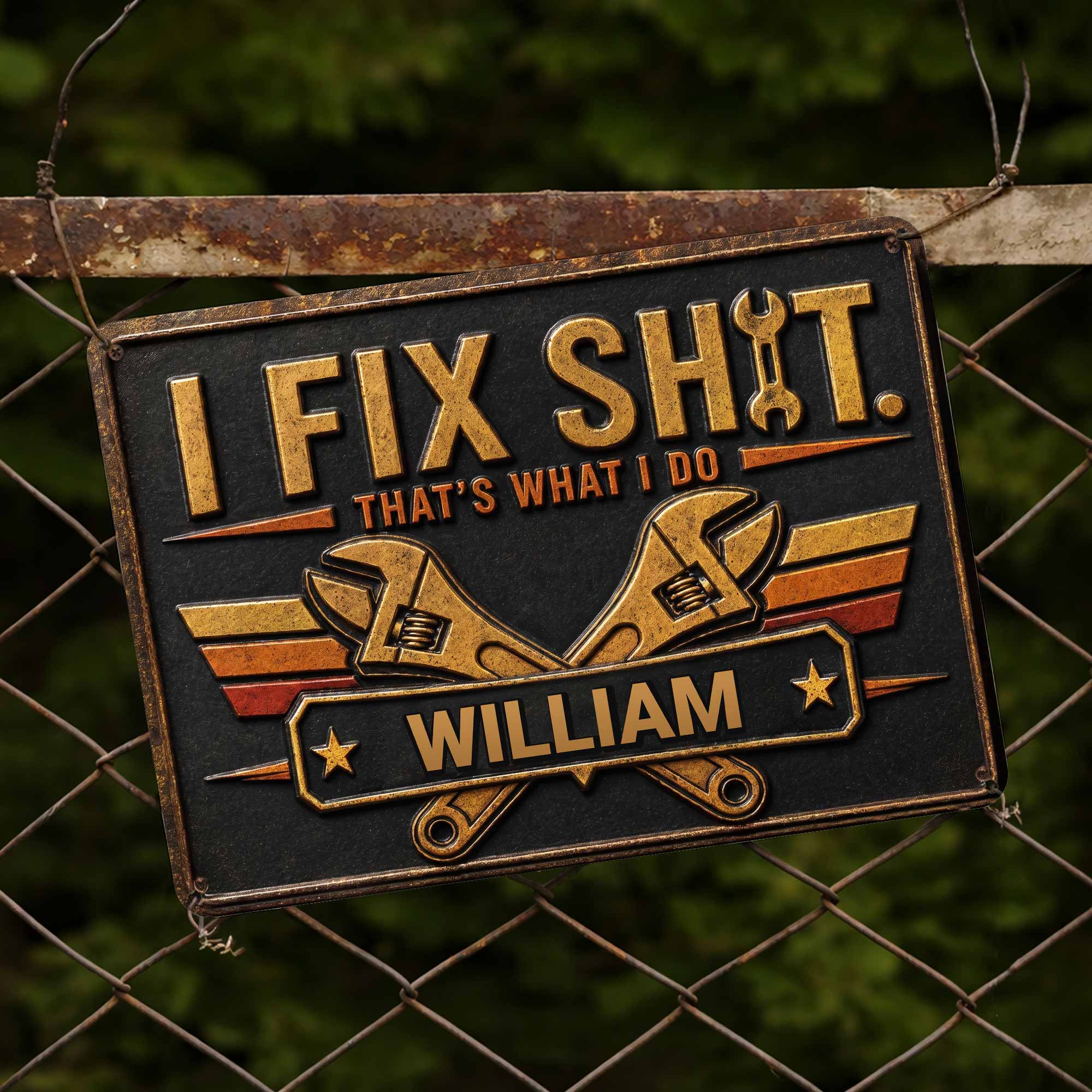 Personalized Metal Sign Custom Name Gift for Dad Handyman