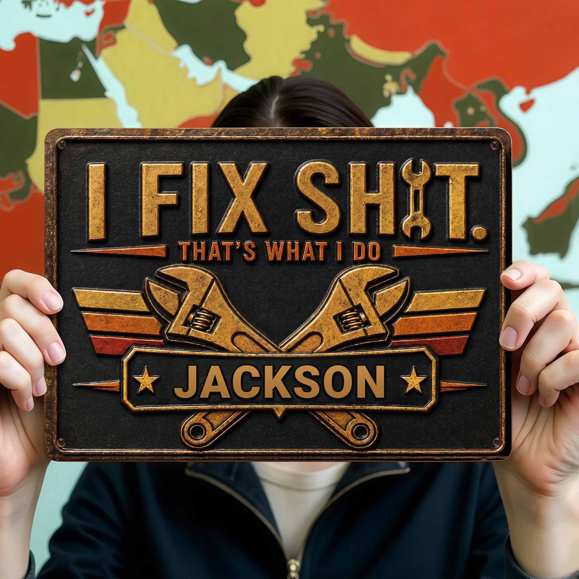 Personalized Metal Sign Custom Name Gift for Dad Handyman