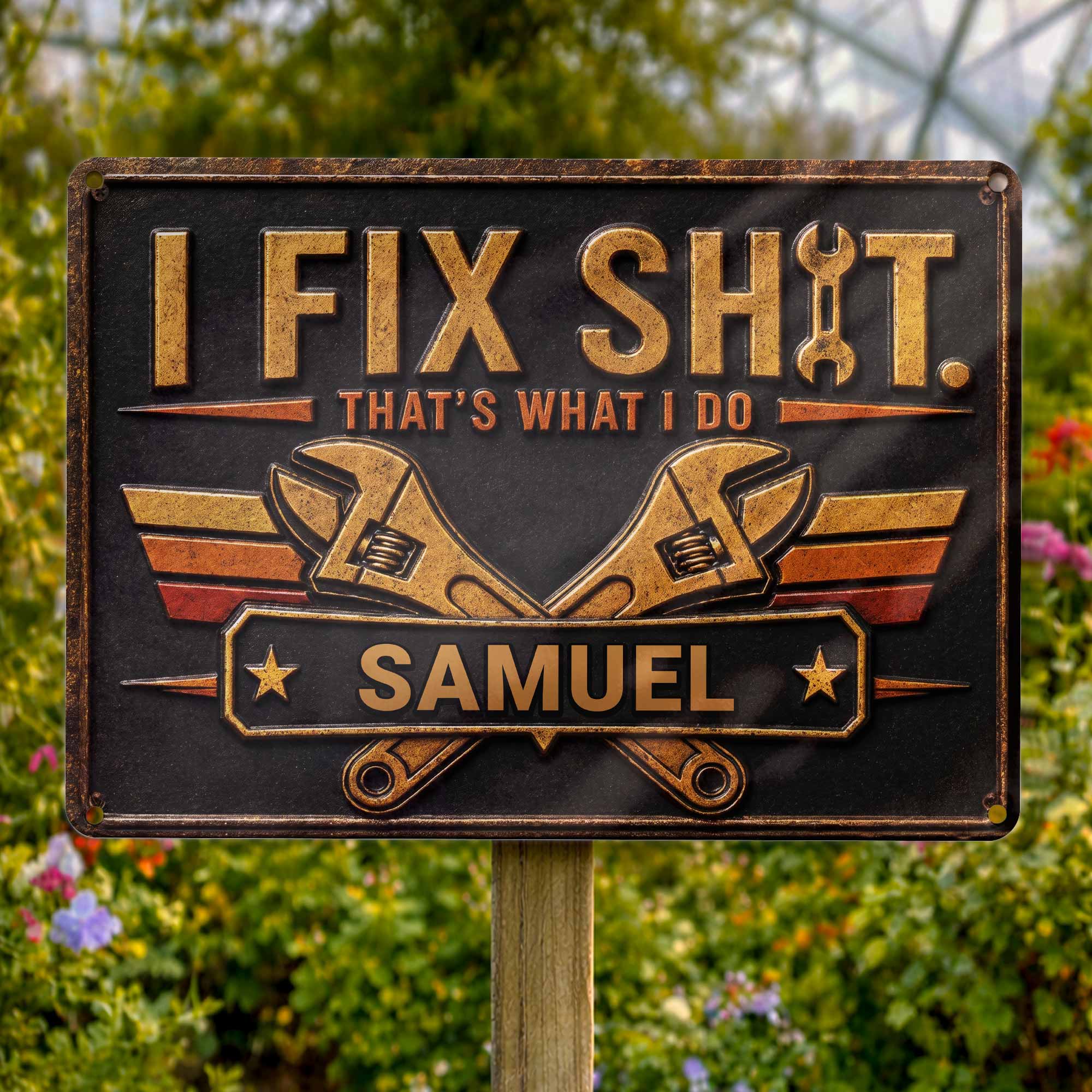 Personalized Metal Sign Custom Name Gift for Dad Handyman
