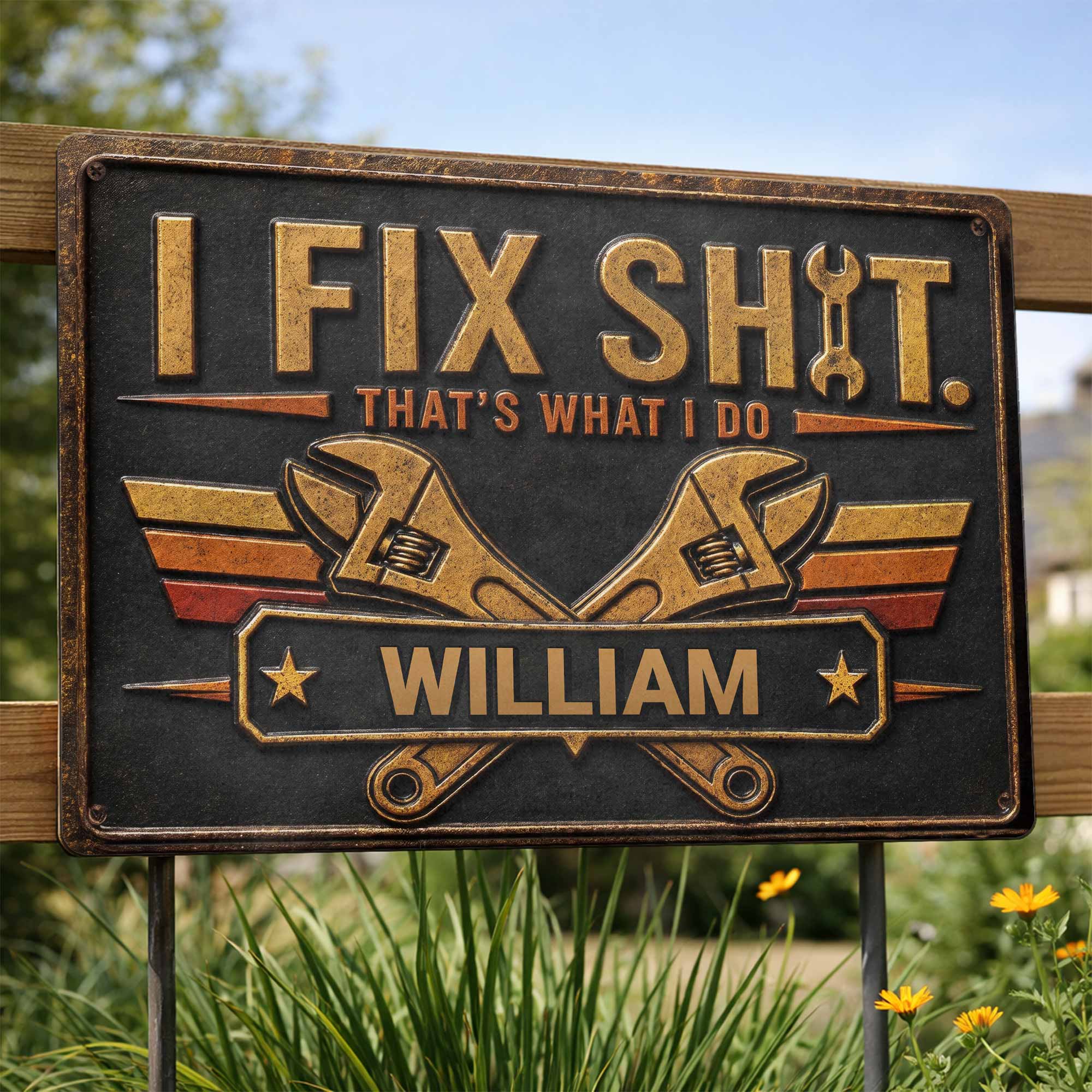 Personalized Metal Sign Custom Name Gift for Dad Handyman