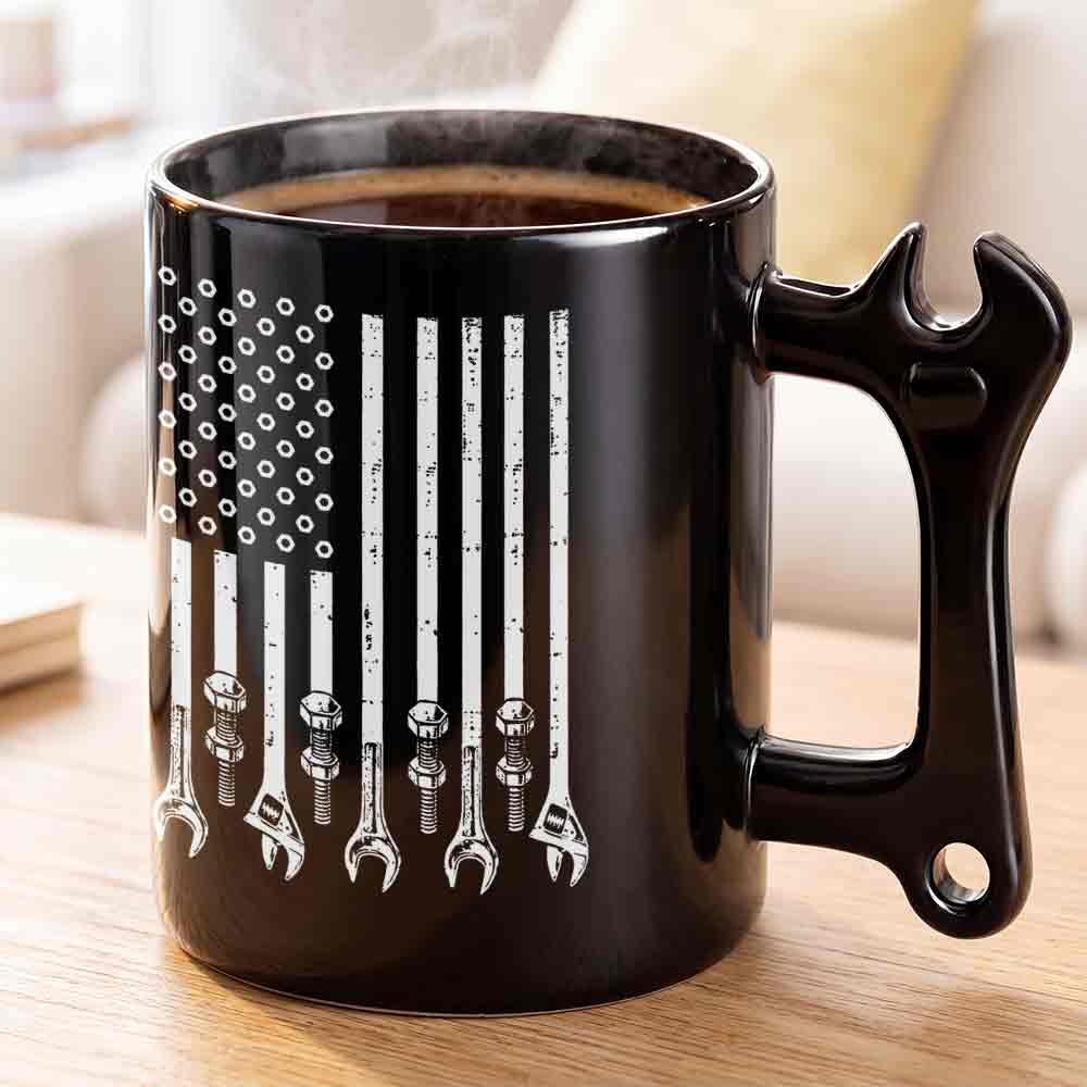 Personalized Wrench Handle Coffee Mug Custom Name Gift for Dad