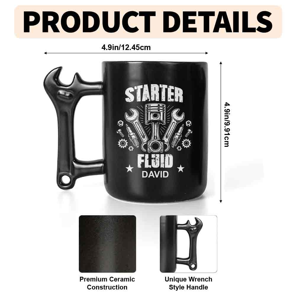Personalized Wrench Handle Coffee Mug Custom Name Gift for Dad