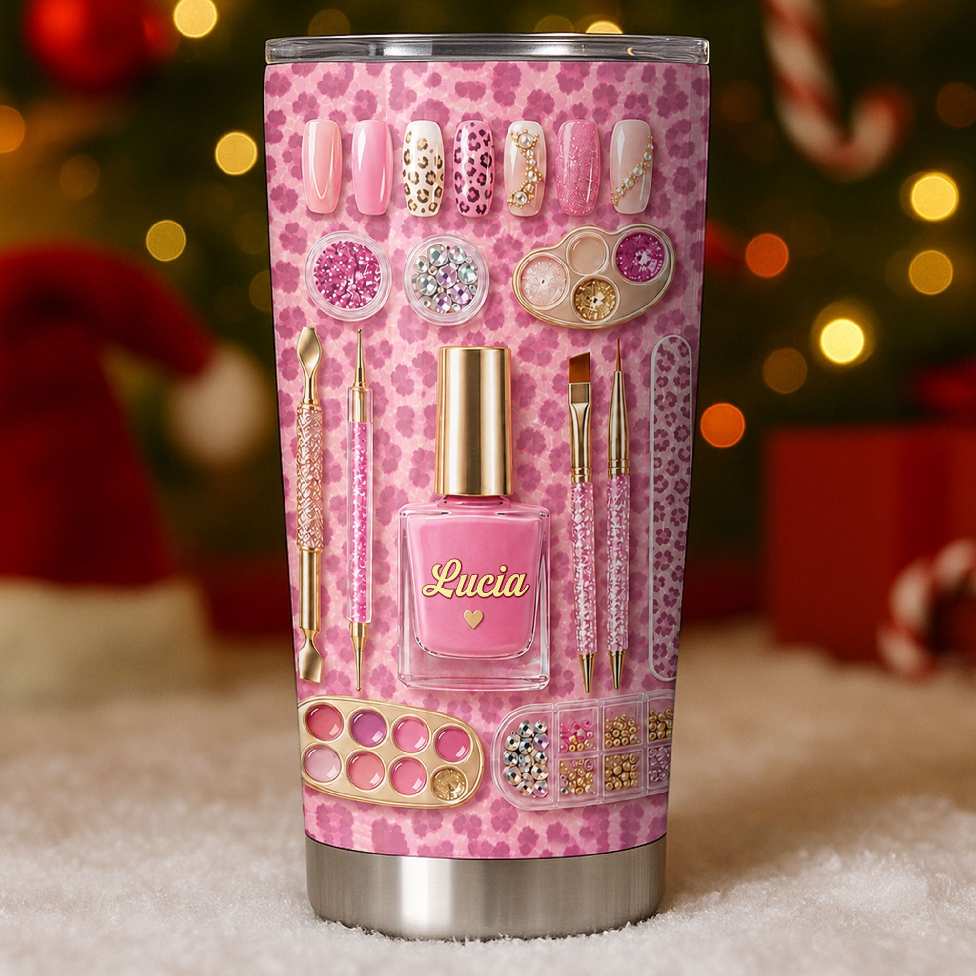 Personalized Leopard Pattern 20oz Tumbler Custom Name Gift