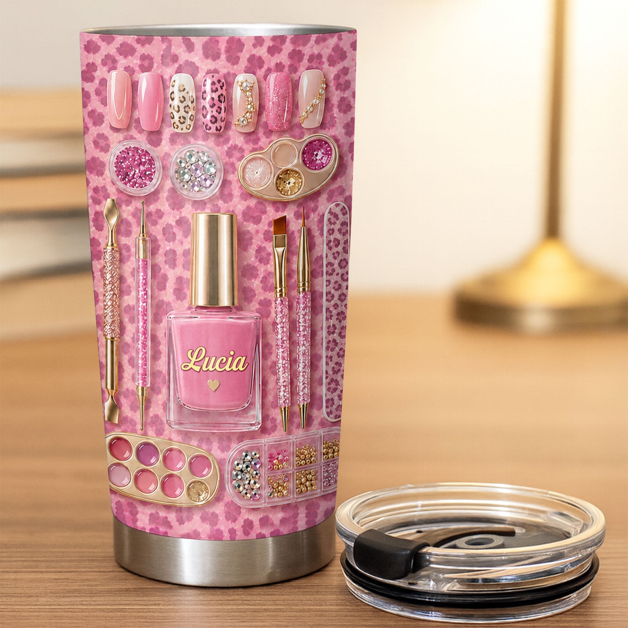 Personalized Leopard Pattern 20oz Tumbler Custom Name Gift