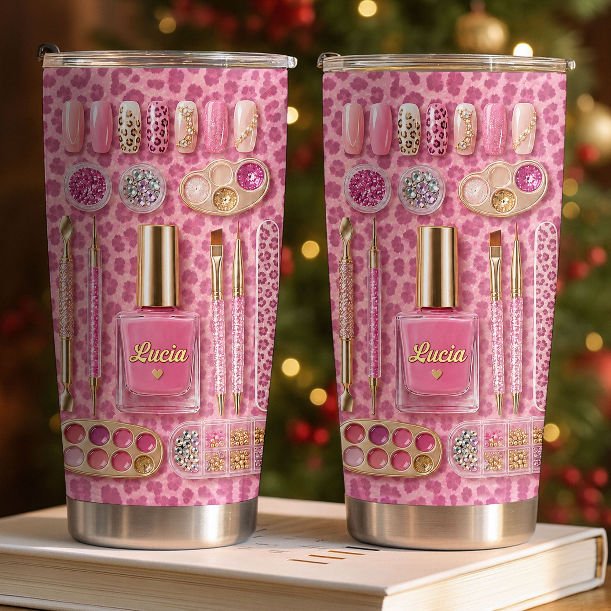 Personalized Leopard Pattern 20oz Tumbler Custom Name Gift
