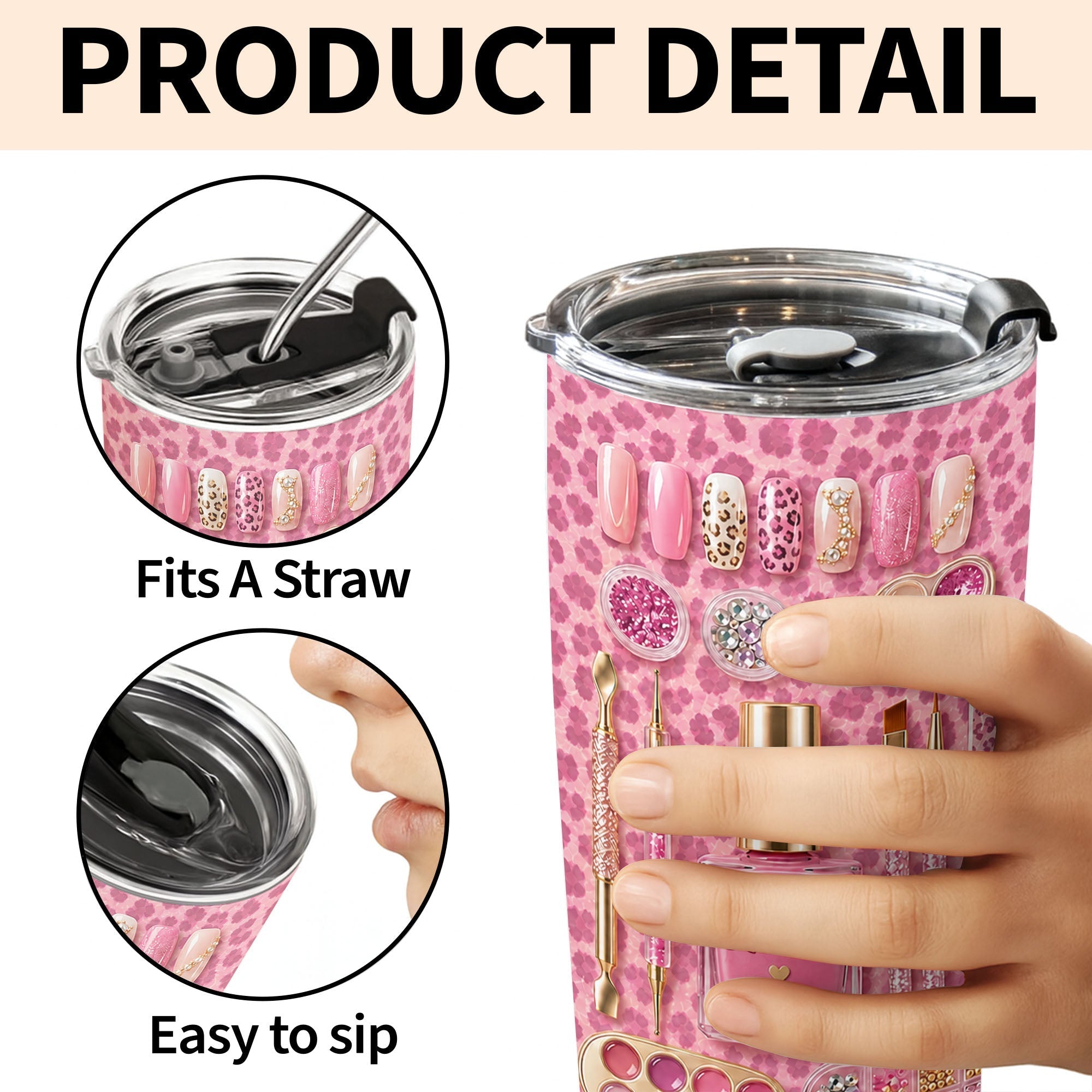 Personalized Leopard Pattern 20oz Tumbler Custom Name Gift