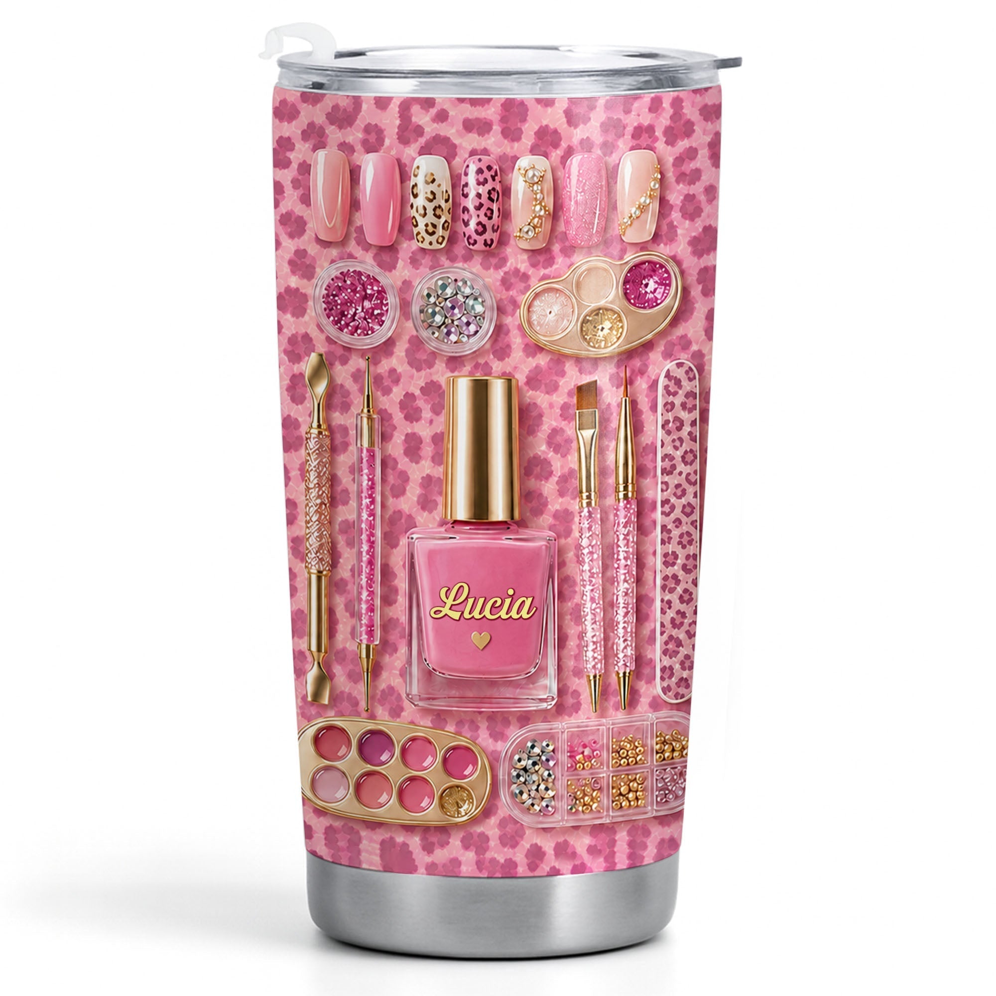 Personalized Leopard Pattern 20oz Tumbler Custom Name Gift