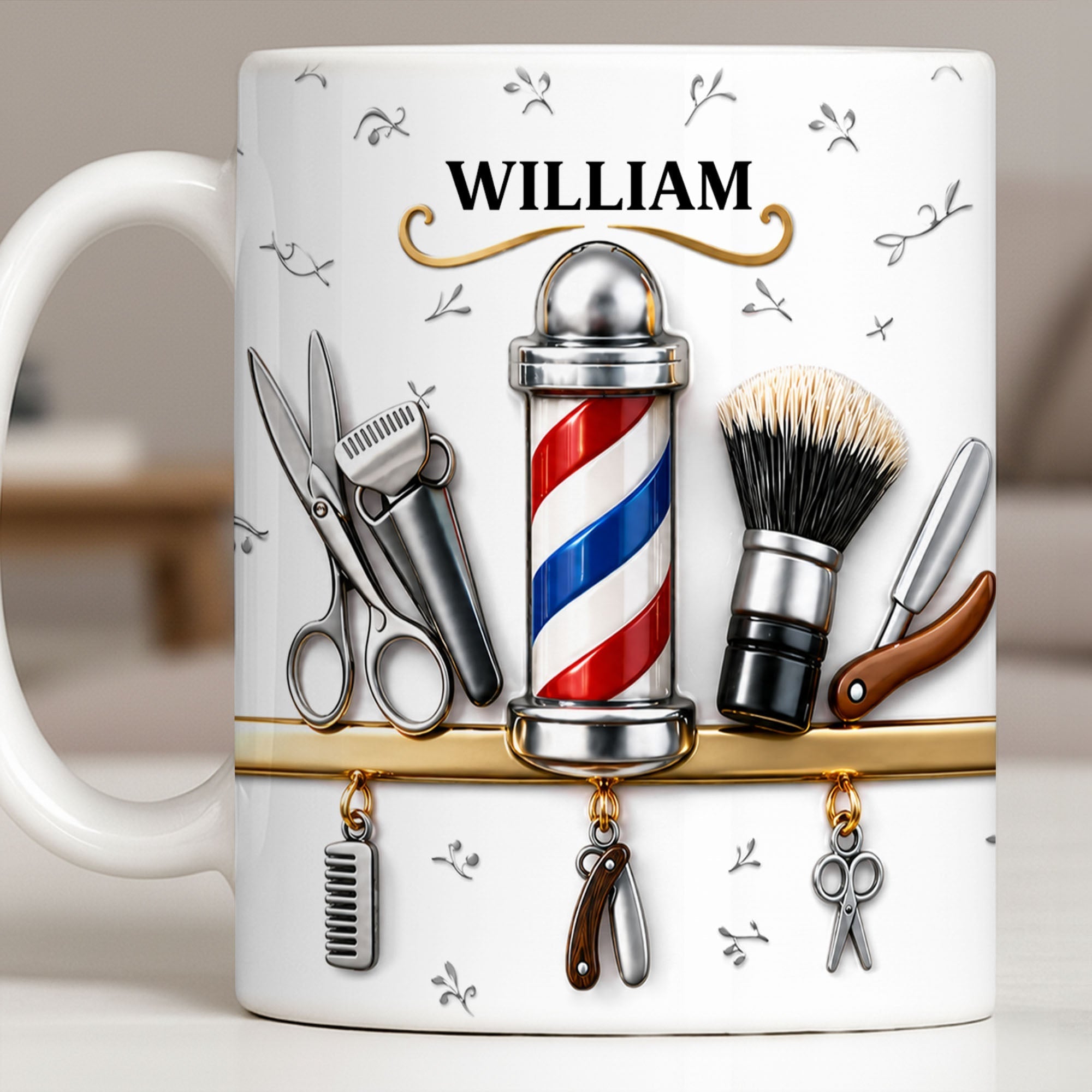 Personalized Barber Tools Coffee Mug Custom Gift for Dad