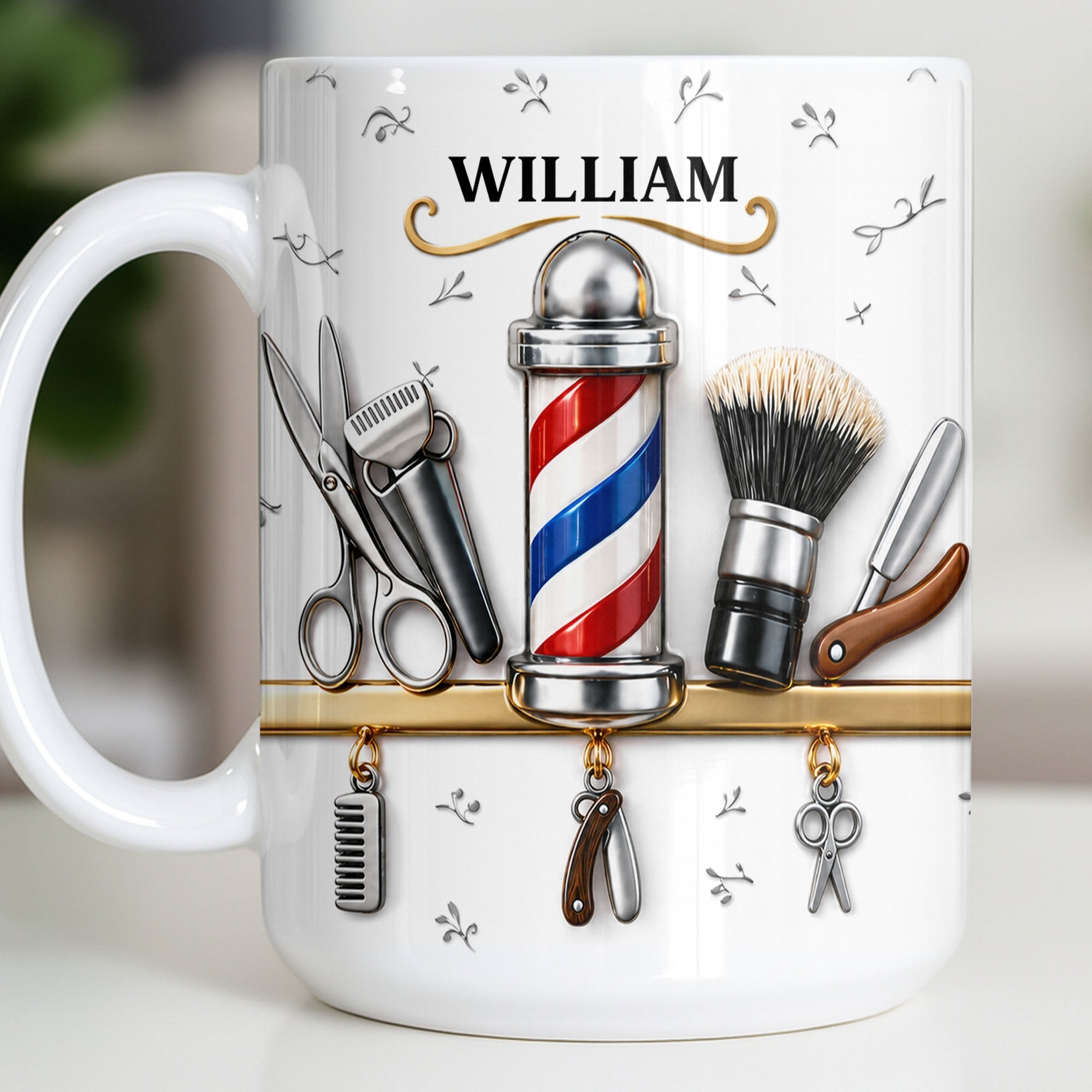 Personalized Barber Tools Coffee Mug Custom Gift for Dad