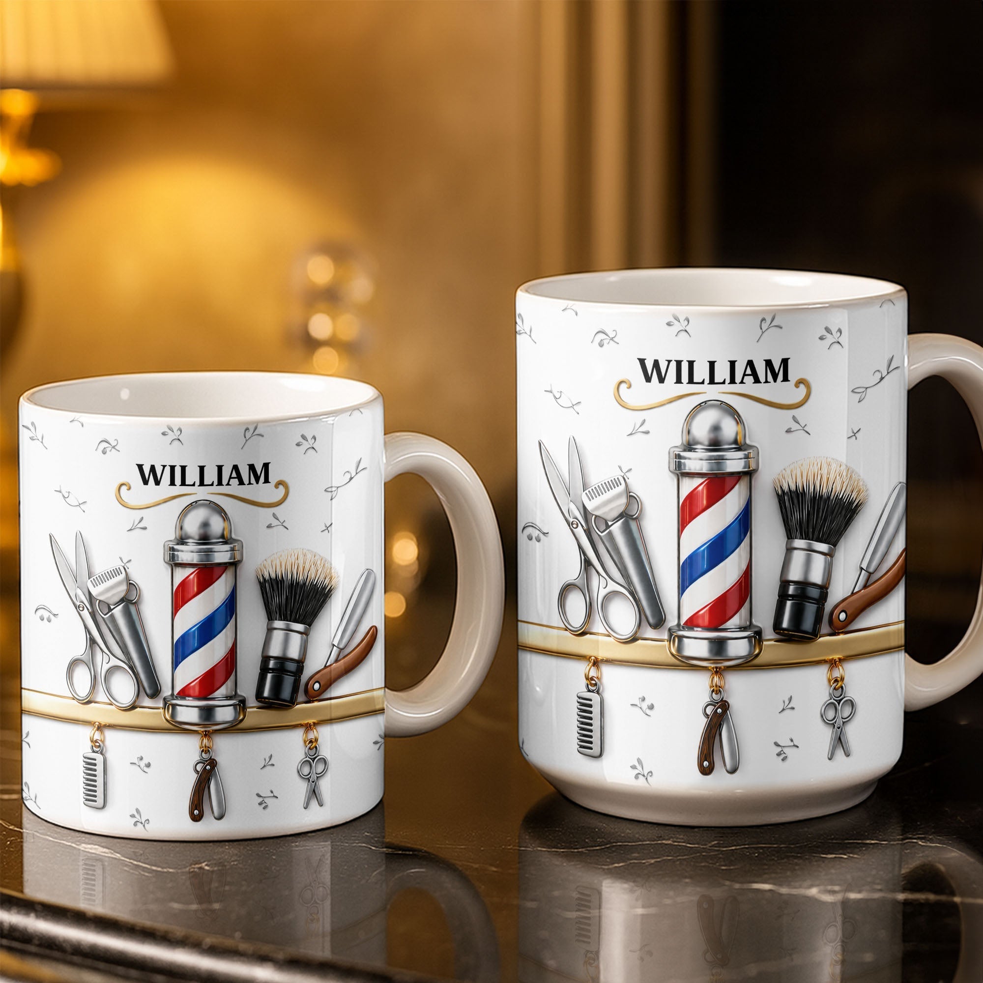 Personalized Barber Tools Coffee Mug Custom Gift for Dad