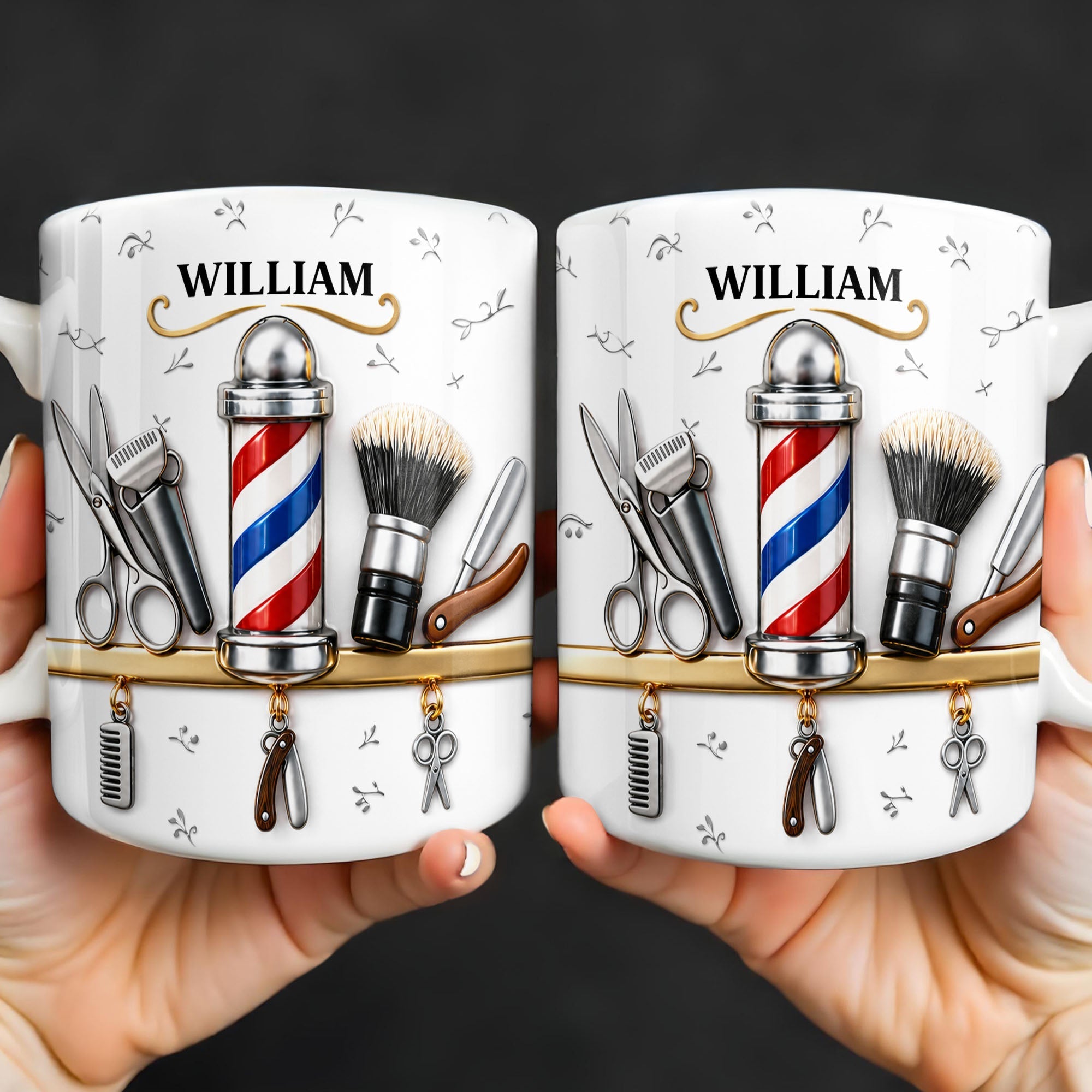 Personalized Barber Tools Coffee Mug Custom Gift for Dad