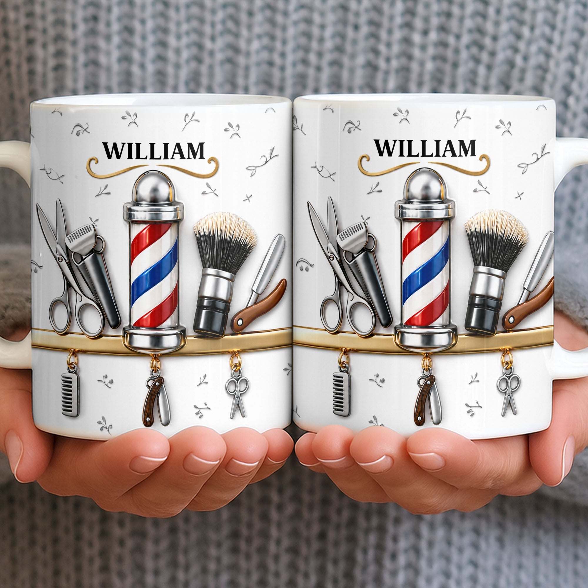 Personalized Barber Tools Coffee Mug Custom Gift for Dad
