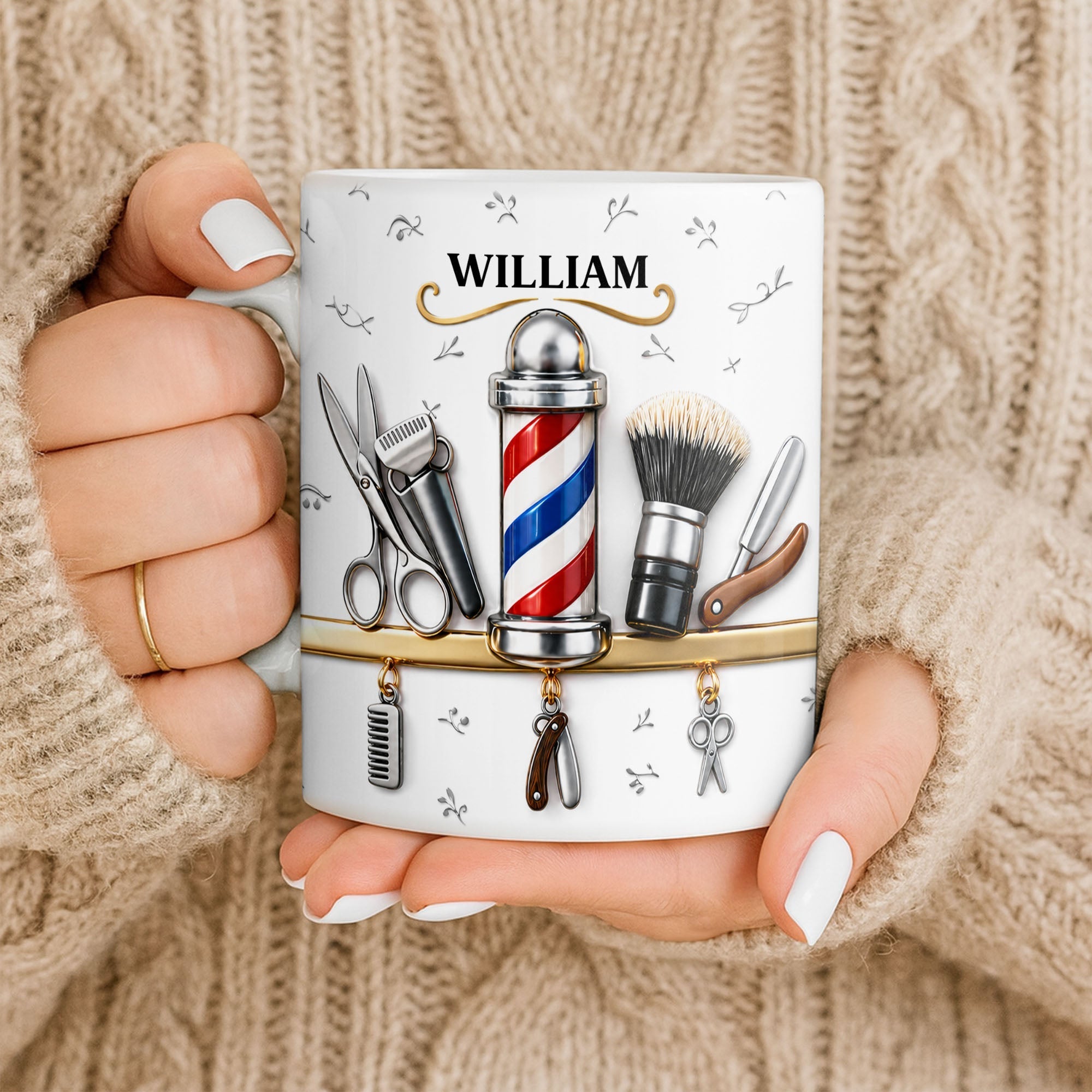 Personalized Barber Tools Coffee Mug Custom Gift for Dad