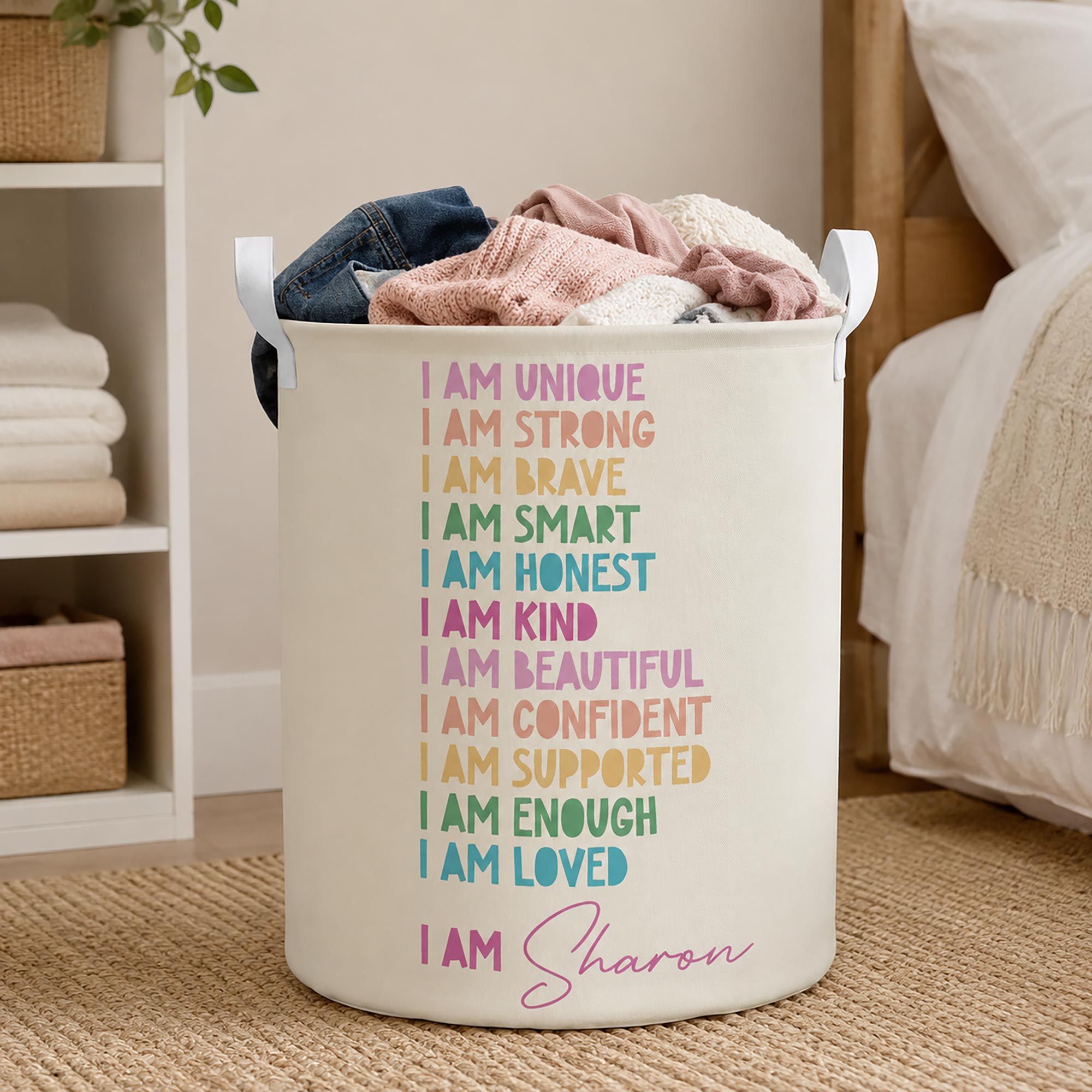 Personalized Affirmation Storage Basket Custom Name Gift for Kids