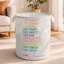 Load image into Gallery viewer, Personalized Affirmation Storage Basket Custom Name Gift for Kids
