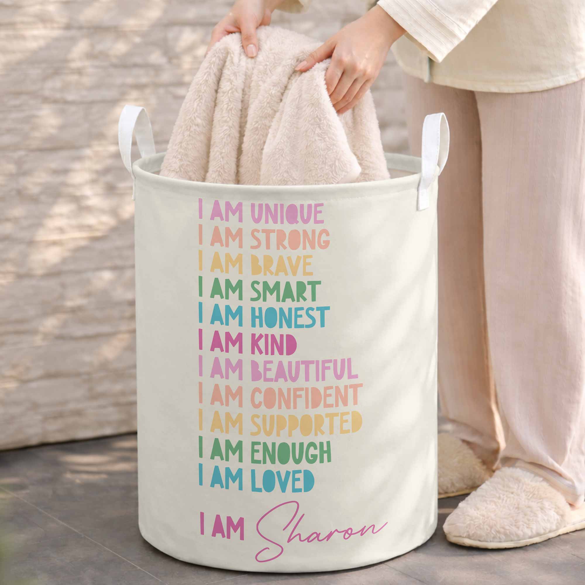 Personalized Affirmation Storage Basket Custom Name Gift for Kids