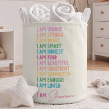 Load image into Gallery viewer, Personalized Affirmation Storage Basket Custom Name Gift for Kids
