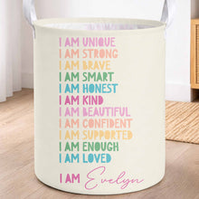 Load image into Gallery viewer, Personalized Affirmation Storage Basket Custom Name Gift for Kids
