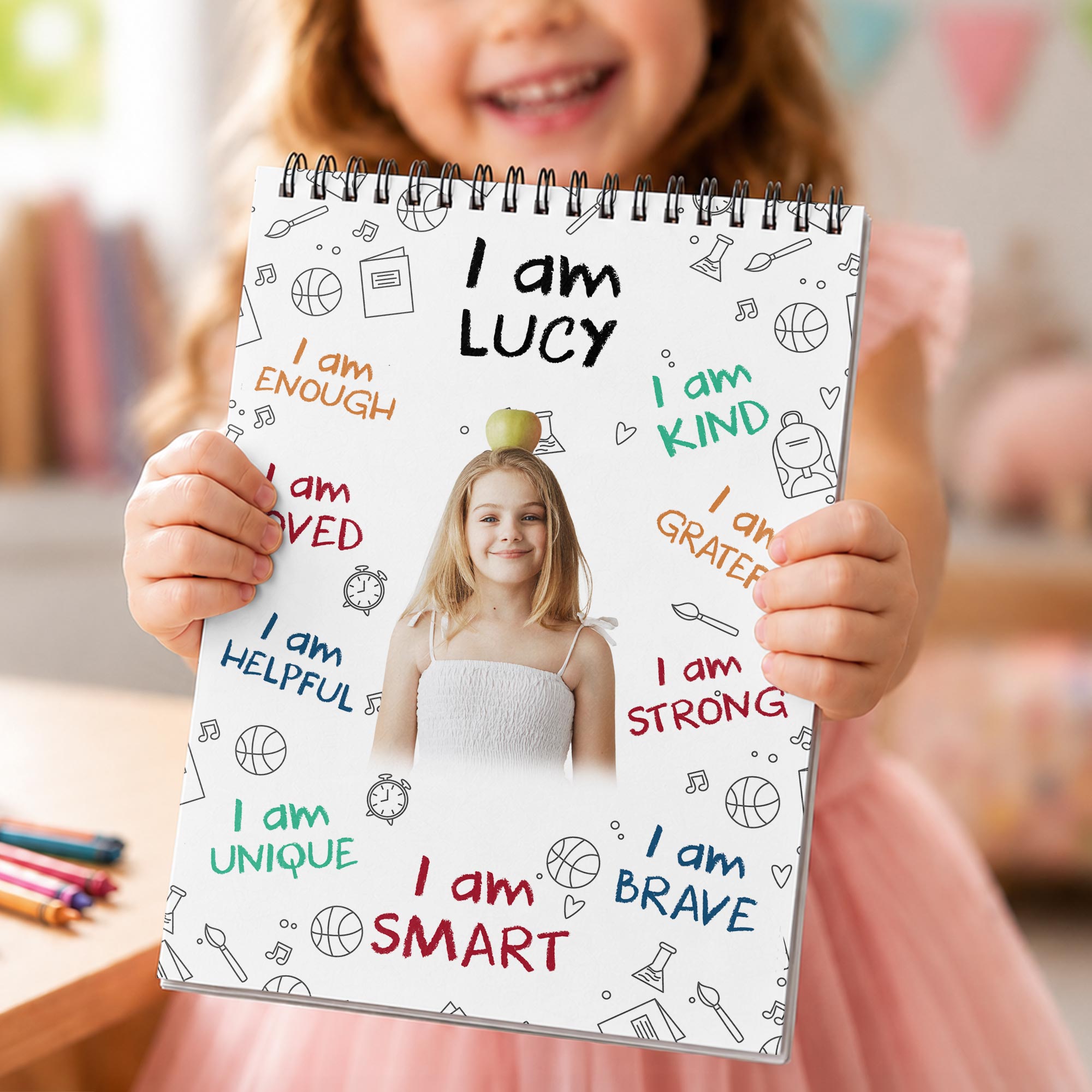 Personalized Sketch Book Custom Photo Affirmations Gift for Kids