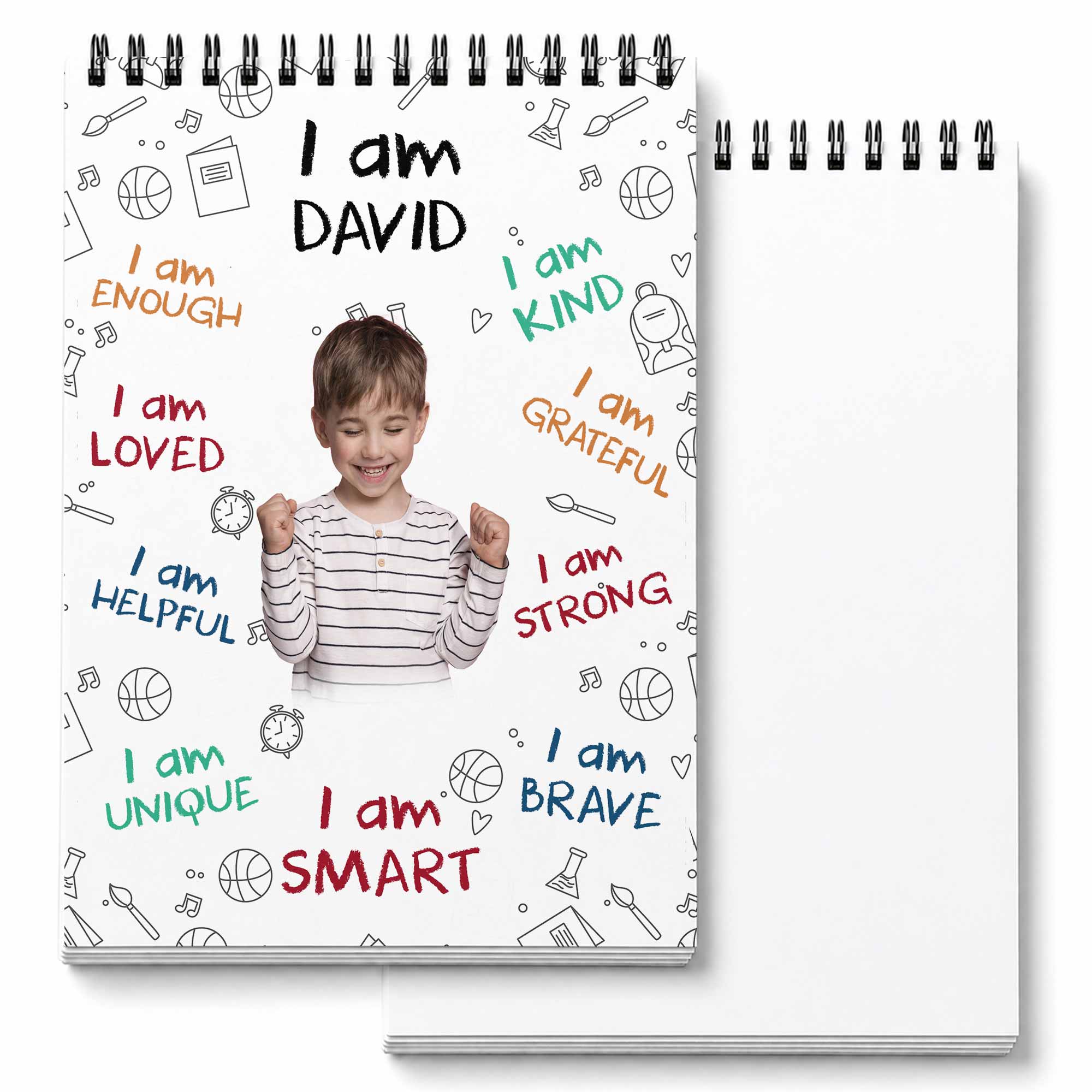 Personalized Sketch Book Custom Photo Affirmations Gift for Kids