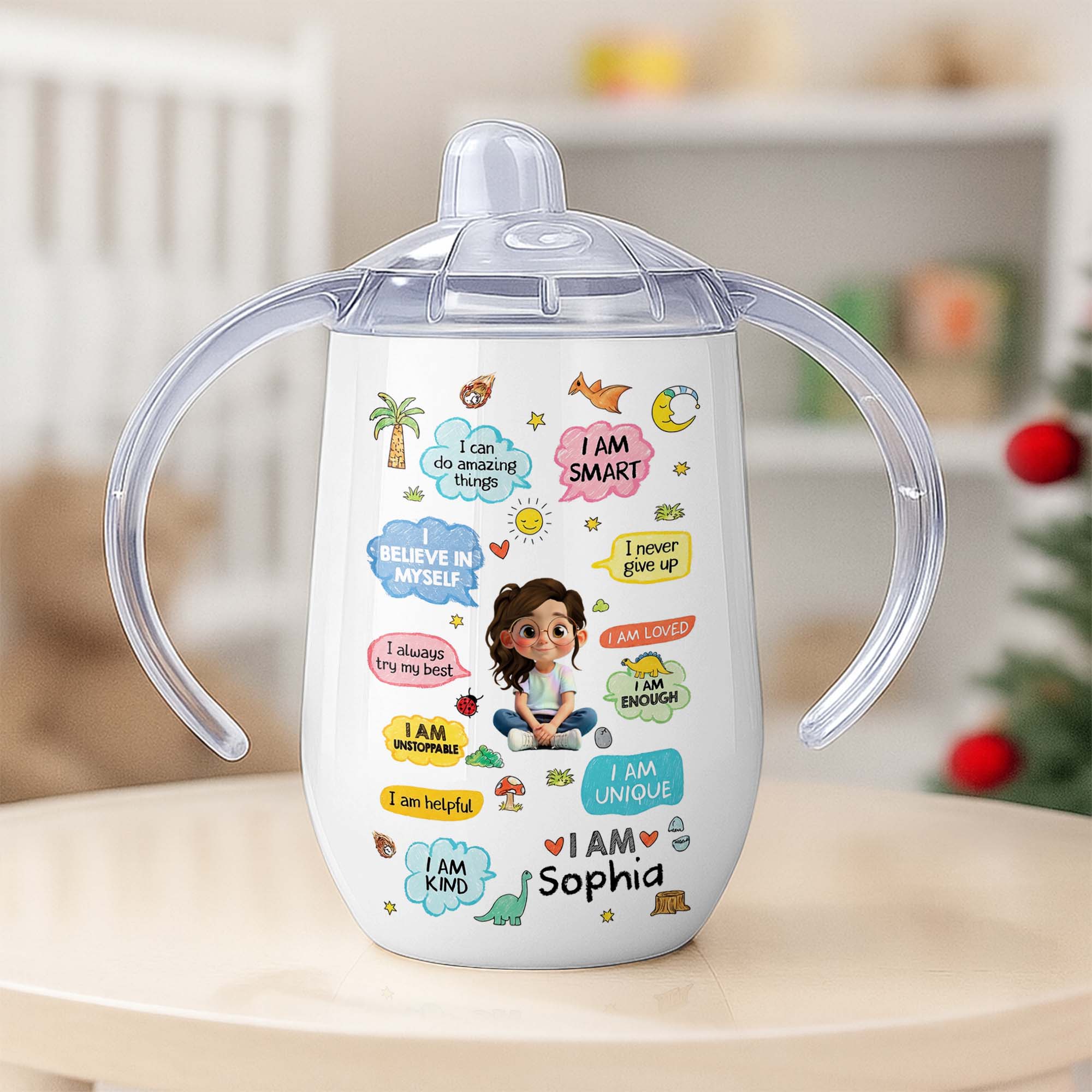 Personalized Stainless Steel Sippy Cup Custom Name Gift for Kids