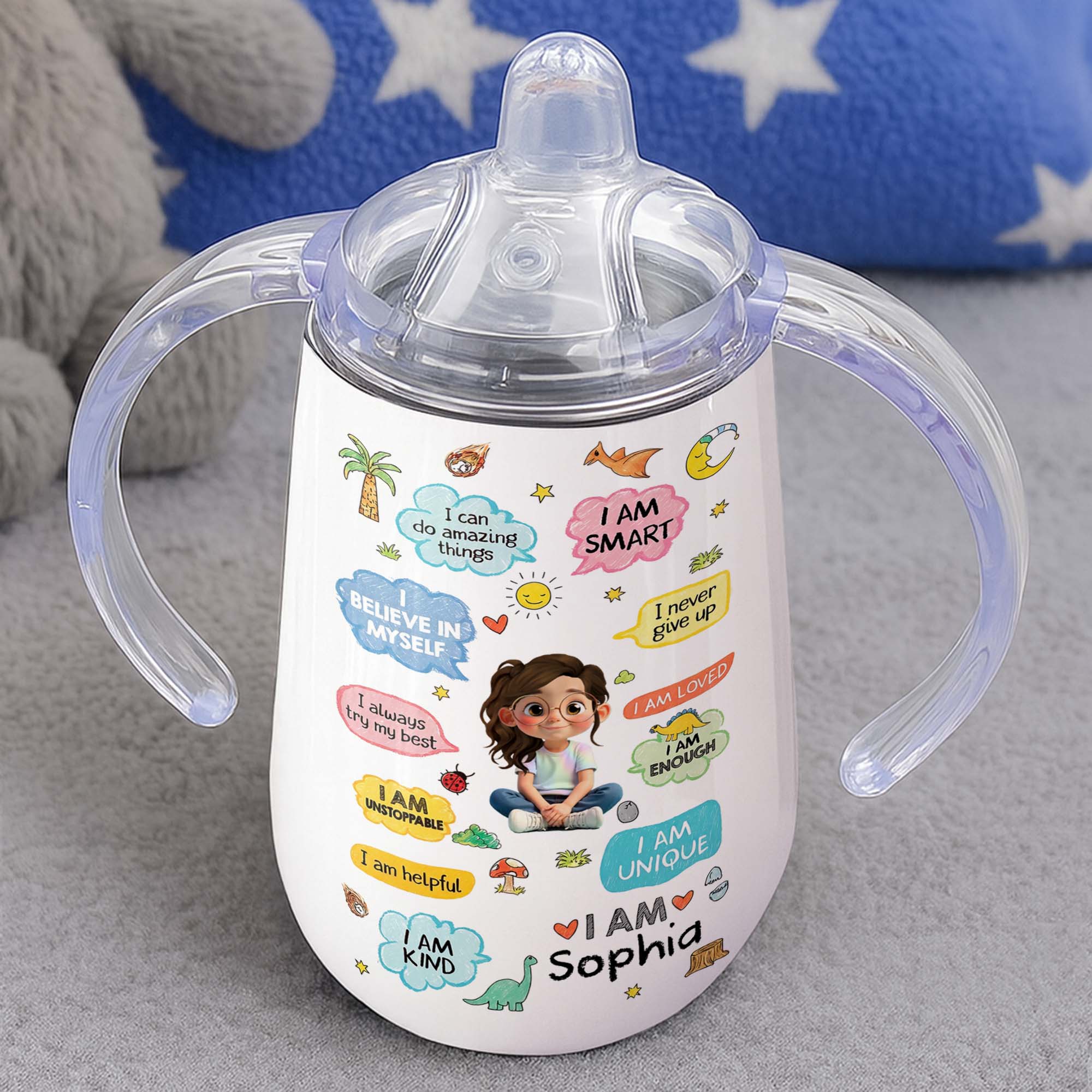 Personalized Stainless Steel Sippy Cup Custom Name Gift for Kids