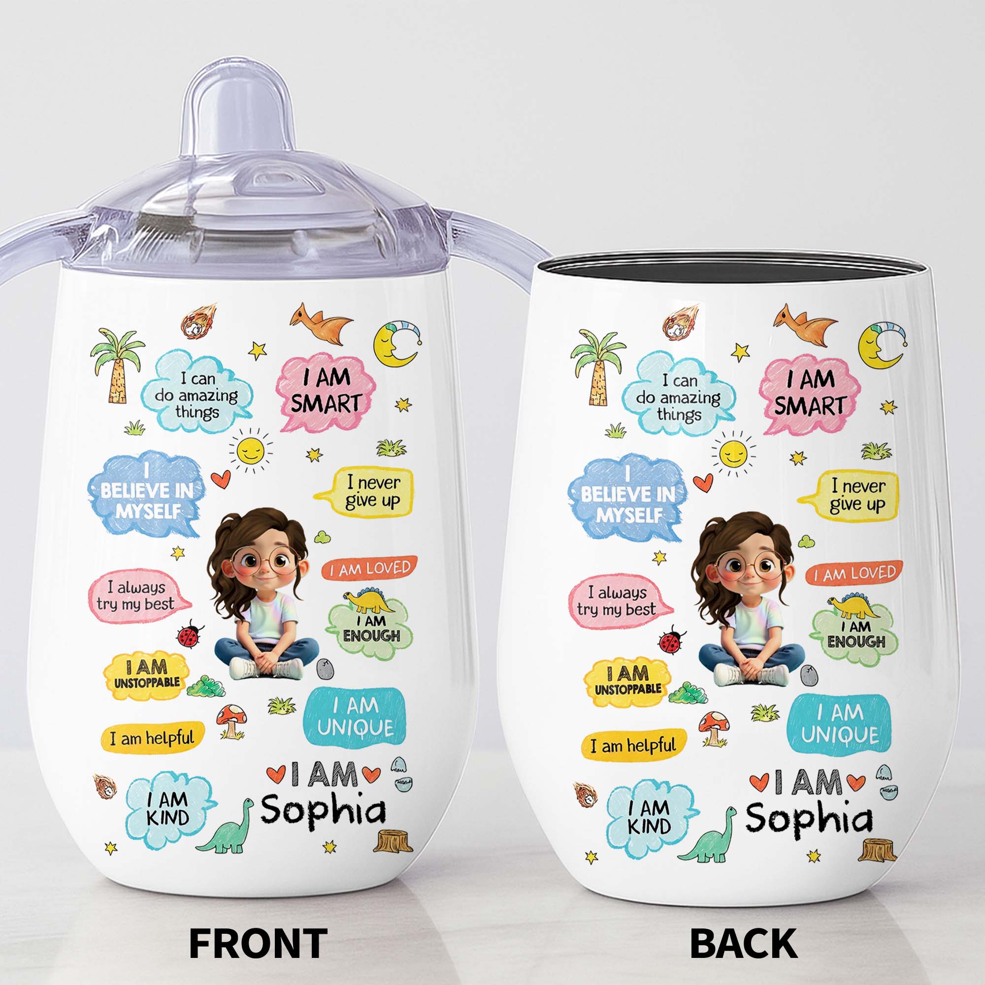 Personalized Stainless Steel Sippy Cup Custom Name Gift for Kids