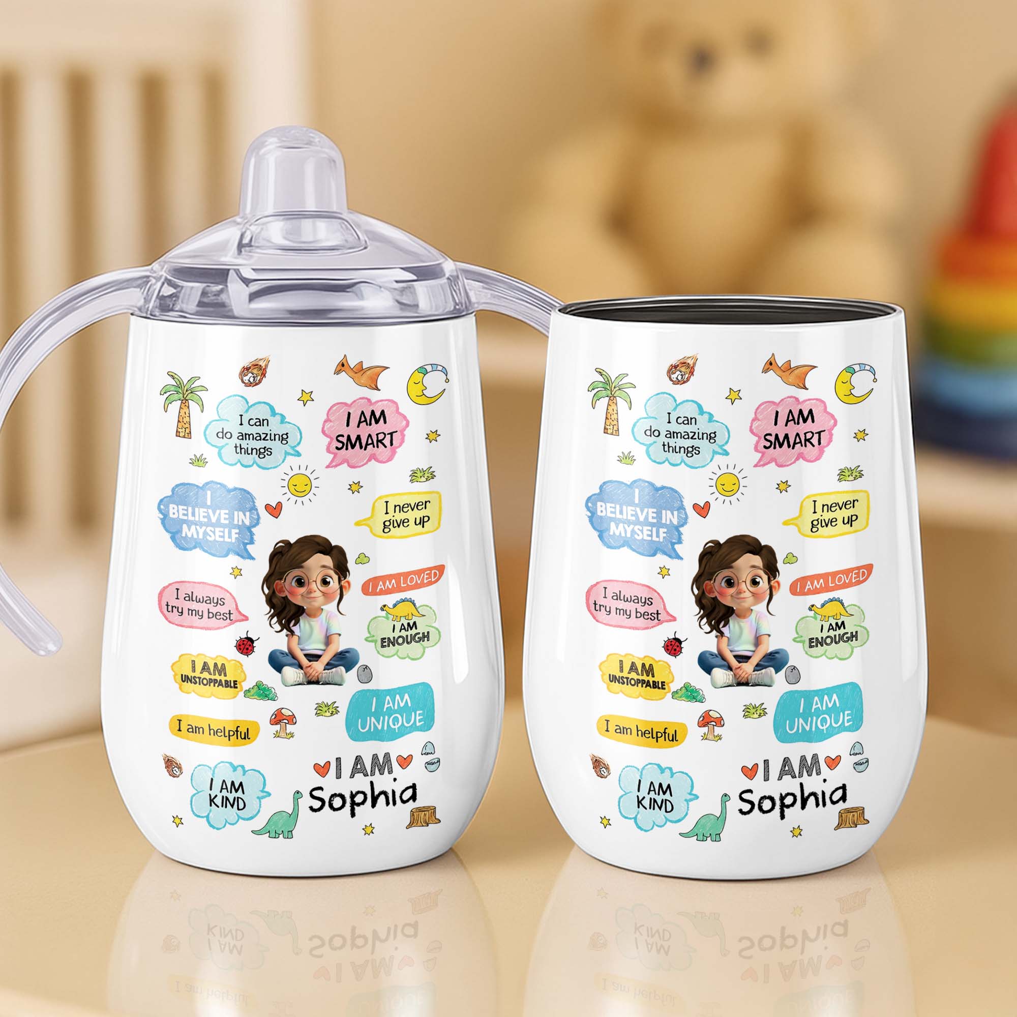 Personalized Stainless Steel Sippy Cup Custom Name Gift for Kids